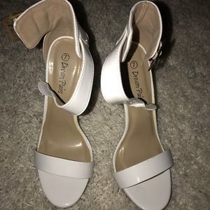 White Leather Heels Size 7